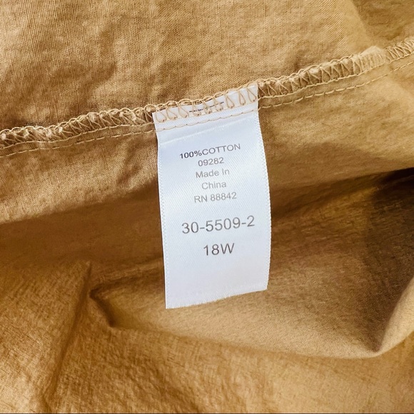 Roaman’s poplin tan 100% cotton button down shirt - Picture 7 of 7